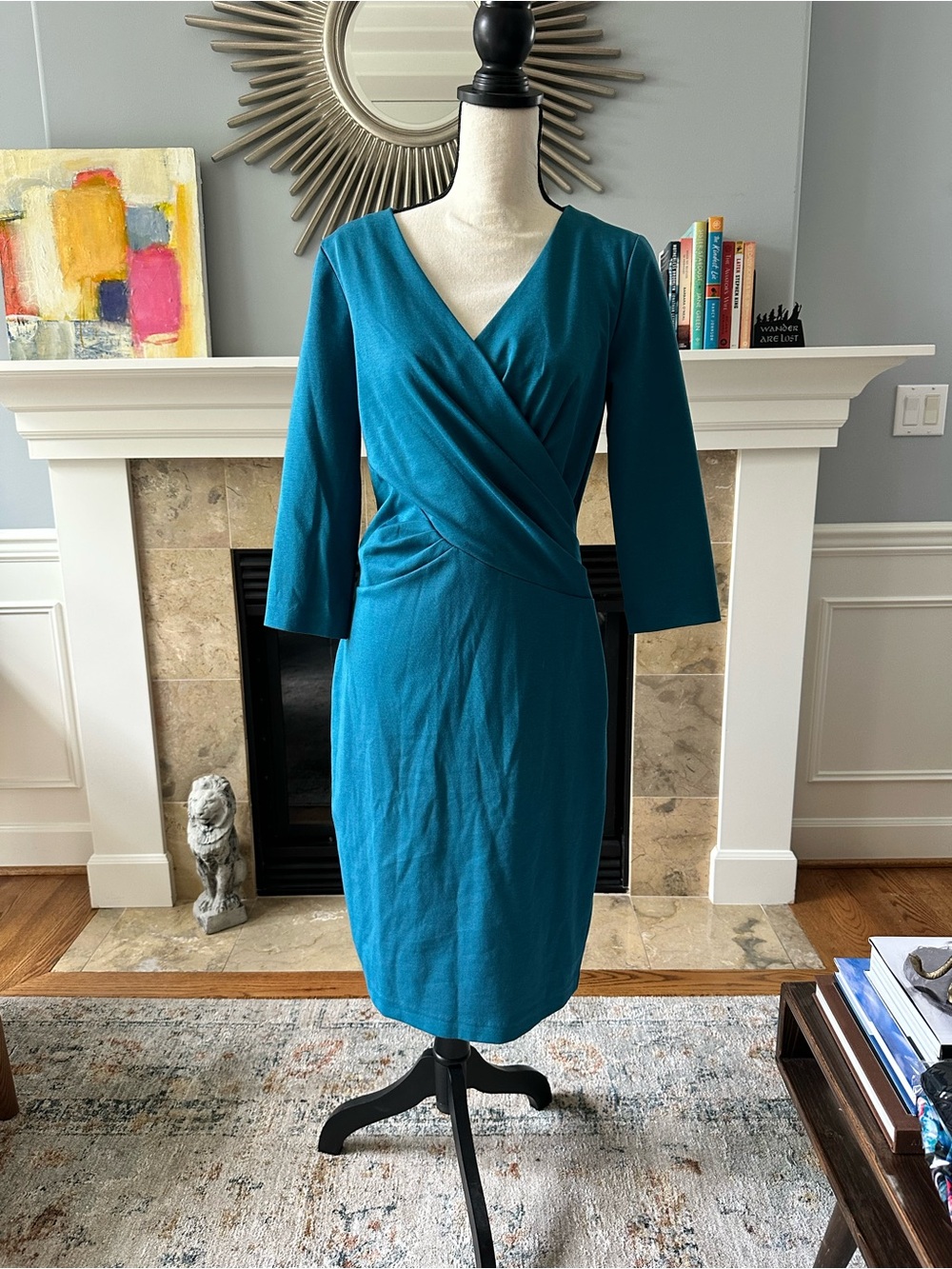 Boden Teal Wrap-Style Midi Dress